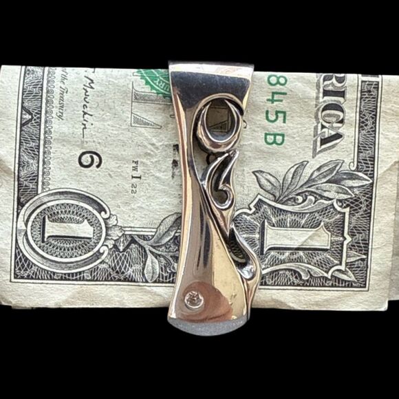 Sterling Silver Money Clip Tribal/Celtic - Picture 1 of 6